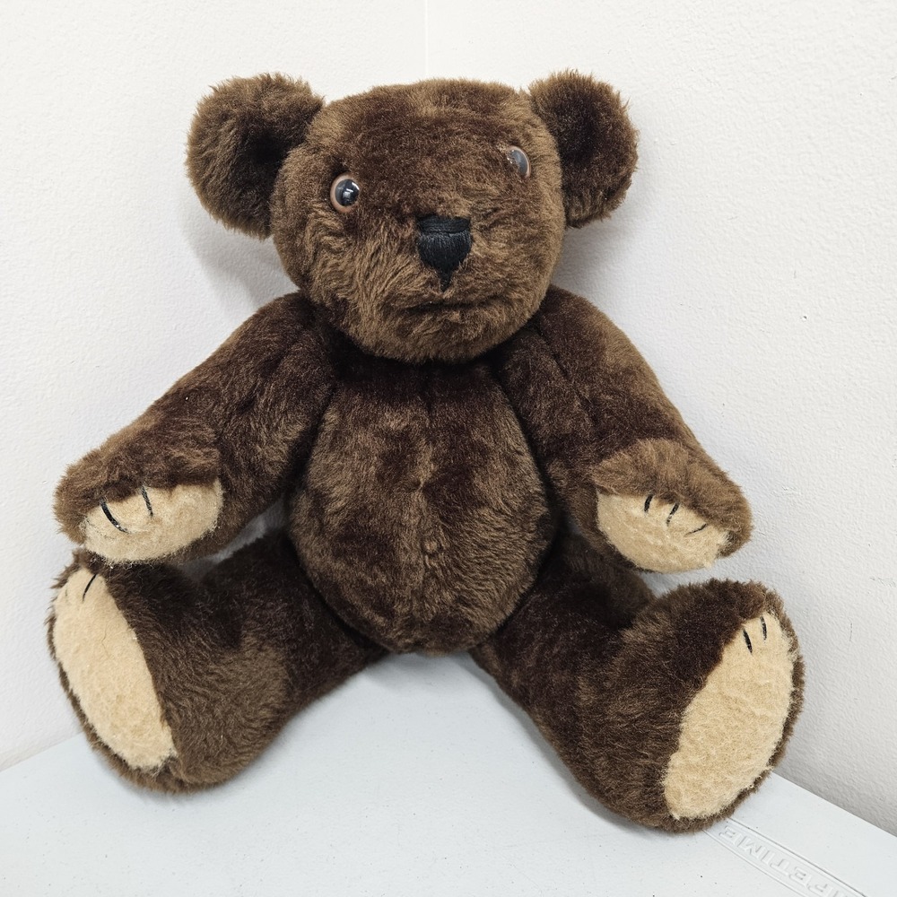 Vintage Handmade Brown Jointed Teddy Bear 17" Cute Soft